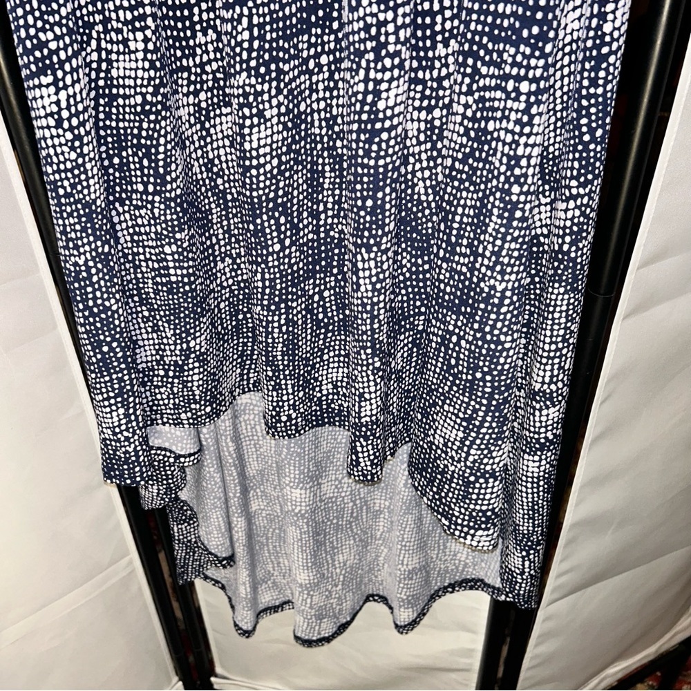 Torrid Abstract Navy/White Ruffled Laced Neckline Cottagecore High Low d… - Picture 6 of 8
